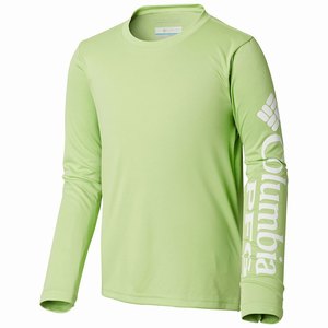 Columbia Camisas PFG Terminal Tackle™ Manga Larga Tee Niña Verdes Claro/Blancos (804BHXAWZ)